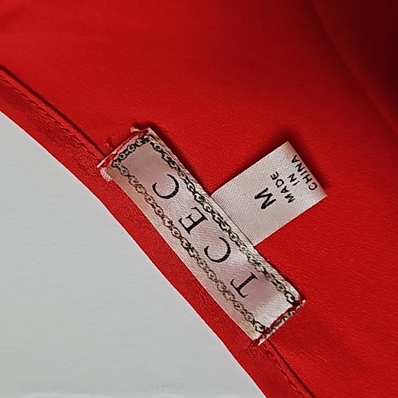 T C E C Red Dress Crop Top Ruffled Blouse M - Picture 6 of 8